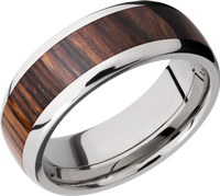 NATCOCO HARDWOOD INLAY IN A TITANIUM 8MM DOMED BAND