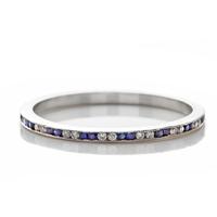 WHITE GOLD MINI CHANNEL HOLDS DIAMONDS AND SAPPHIRES