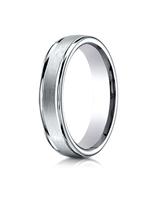 White Gold 4mm Comfort-Fit Satin-Finished High Polished Round Edge Carved Design Band