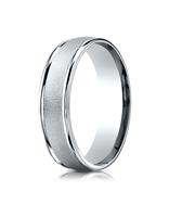 White Gold 6mm Comfort-Fit Wired-Finished High Polished Round Edge Carved Design Band
