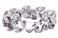 FLORAL WREATH BAND DIAMONDS BEAD SET IN GOLD OR PLATINUM 5.5MM