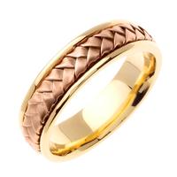14KT WEDDING RING YELLOW GOLD WITH ROSE BRAID 7MM