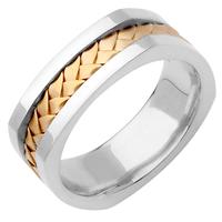 14KT SOFT SQUARE WEDDING RING TWO COLORS OF GOLD 7.5MM