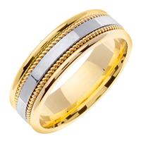 14KT YELLOW AND WHITE GOLD WEDDING RING WITH TWISTS 7MM