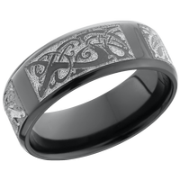 Zirconium 8mm beveled band with a laser-carved serpent pattern