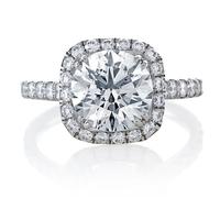 MICROPAVE ENGAGEMENT RING, ROUND CENTER, CUSHION HALO