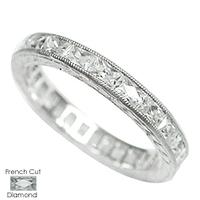 18K GOLD OR PLATINUM CHANNEL SET FRENCH CUT BAGUETTES DIAMOND ETERNITY WEDDING RING