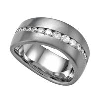 WEDDING RING WITH CHANNEL SET GRADUATED DIAMONDS AND SATIN FINISH 7.5MM