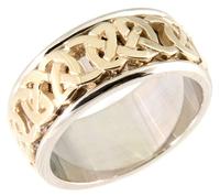 14KT TWO TONE WEDDING RING CELTIC THEME 9MM