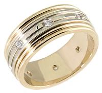 14K TWO COLOR GOLD WEDDING RING WITH DIAMONDS 9MM
