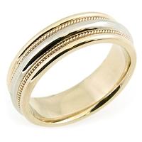 14KT YELLOW AND WHITE GOLD  WEDDING RING  7MM