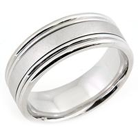 14KT WEDDING RING WITH SATIN CENTER AND BRIGHT EDGES 8MM