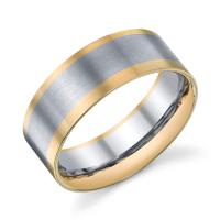 FLAT WEDDING RING TWO COLORS IN A BRUSHED FINISH 8MM