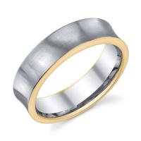 WEDDING RING SATIN FINISH CONCAVE SHAPE WHITE WITH YELLOW EDGE 65MM