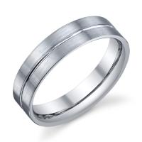 FLAT WEDDING RING WITH SATIN FINISH AND BRIGHT CENTER GROOVE 55MM