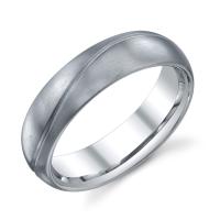 SATIN FINISH WEDDING RING COMFORT FIT WITH CURVED GROOVE 6MM