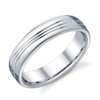WEDDING RING BRIGHT POLISH GROOVED DESIGN COMFORT FIT 55MM