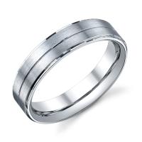 FLAT WEDDING RING SATIN FINISH WITH BRIGHT EDGES AND CENTER GROOVE 55MM