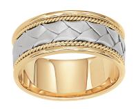 14K TWO COLOR WEDDING RING FLAT BRAIDED BAND 85MM