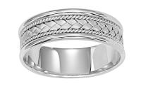 14KT WEDDING RING WITH FLAT BRAID IN CENTER 7MM