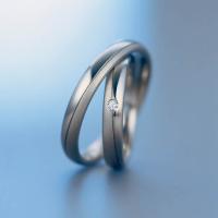 SATIN AND BRIGHT BAND DIAMOND ACCENT - RING ON LEFT