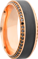 18K Rose gold 85mm beveled band with an inlay of zirconium and bead-set eternity black diamonds