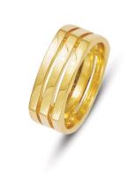 14KT SOFT SQUARE WEDDING RING WITH THREE SETIONS 75MM