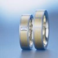 YELLOW GOLD AND PLATINUM WEDDING RING 6MM - RING ON RIGHT