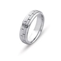 14KT WEDDING RING WITH BRICK DESIGN AND BRIGHT EDGES 6MM