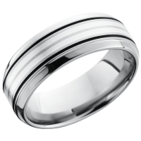 Titanium 8mm beveled band an inlays of sterling silver and Cerakote