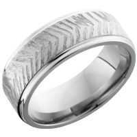 Titanium 8mm flat band with grooved edges