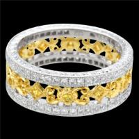 18K GOLD WEDDING RING SET WITH YELLOW SAPPHIRES AND DIAMONDS 68MM
