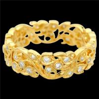 18K YELLOW GOLD FLORAL WREATH WEDDING RING 58MM