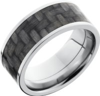 Titanium 9mm flat band with a 7mm inlay of black Carbon Fiber