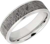 Cobalt chrome 7mm beveled band with an inlay of authentic Gibeon Meteorite