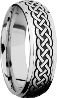 Cobalt chrome 7mm domed band with grooved edges and a laser-carved celtic pattern