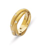 THREE BAND ROLLING RING WITH DIAMONDS IN GOLD OR PLATINUM