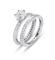 Eternity Style Diamond Engagement Ring Set (both rings)