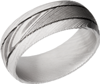 Handmade 8mm Damascus steel domed band with 2, 5mm grooves