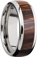 NATCOCO HARDWOOD INLAY IN A TITANIUM 8MM DOMED BAND
