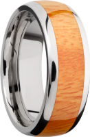 Titanium 8mm domed band with an inlay of Osage Orange hardwood