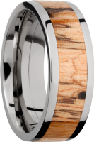 Titanium 8mm flat band with an inlay of Spalted Tamarind hardwood