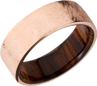 14K Rose gold 8mm flat band with a hardwood sleeve of Natcoco