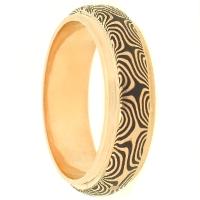 18K GOLD AND SHAKUDO MOKUME WITH EDGES WEDDING RING IN STAR PATTERN 5MM
