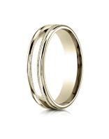 Yellow Gold 4mm Comfort-Fit High Polished finish with a round edge and millgrain