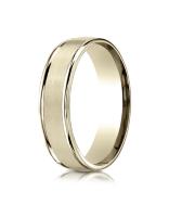 Yellow Gold 6mm Comfort-Fit Satin Finish High Polished Round Edge Carved Design Band