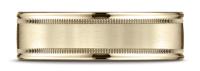 Yellow Gold 7mm Comfort-Fit Satin Finish Center with Millgrain Round Edge
