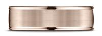 14k Rose Gold 7mm Comfort-Fit Satin Finish High Polished Round Edge Carved Design Band