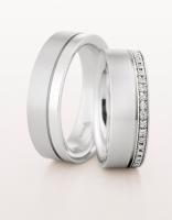 WEDDING RING SATIN FINISH WITH DIAMONDS - RING ON RIGHT