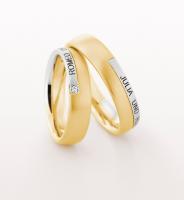 DIAMOND ACCENT WEDDING RING TWO COLORS AND AREA FOR ENGRAVING YOUR NAME 5MM - RING ON LEFT
